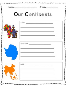 Preview of 7 Continent Note-Taking Sheet