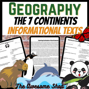 Preview of 7 Continent Passages With Worksheets for Middle & High School Geography