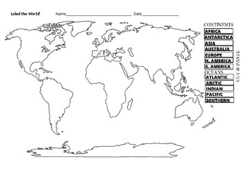 7 Continents & 5 Oceans (2 pages Alphabetize, Word Search & Label by ...