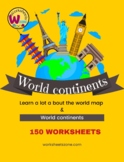 7  Continents Activities World Map 150 Printable and works