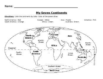 7 Continents Coloring Page by Kindergarten Is The Place to ...