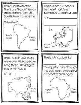 7 Continents Mini Book Black and White by Kids and Coffee | TpT