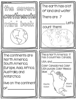 Preview of 7 Continents Mini Book {Black and White}