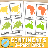 7 Continents Montessori 3-Part Cards | Continents Flashcar