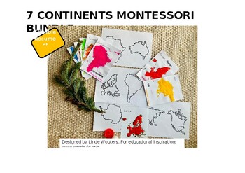Preview of 7 Continents Outlines Montessori Editable Bundle