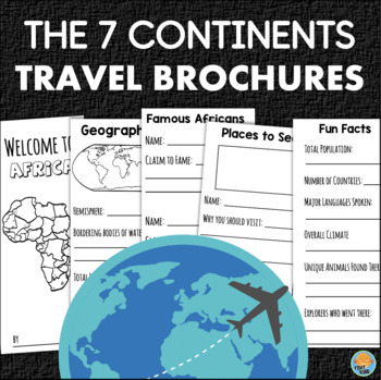 Preview of Continents Project Trifold Travel Brochure Template Geography Research Activity
