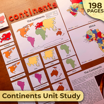 Preview of 7 Continents Unit Study, Continents Montessori Unit, All About Continents