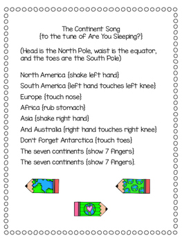 7 Continents And 5 Oceans Songs Freebie By Tgif Third Grade Is Fun