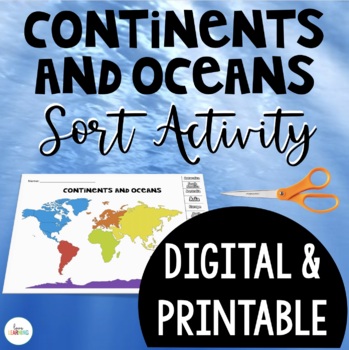 Preview of 7 Continents and Oceans Cut and Glue Sort Activity with Google Slides™