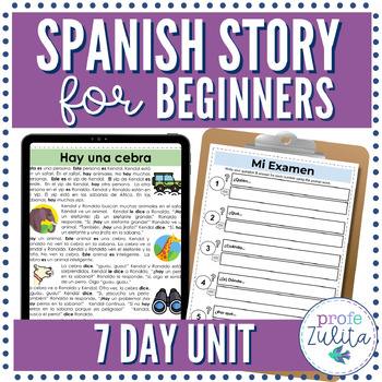 Preview of Spanish Beginner Readings & Activities Story Unit with hay, es, dice