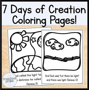 7 Days of Creation Coloring Sheets! Christian Preschool Ministry Curriculum