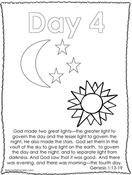 7 Days of Creation Coloring Worksheets. Preschool ...