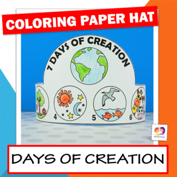 Preview of 7 Days of Creation Headband, The Creation Story Coloring Crown, Bible Craft