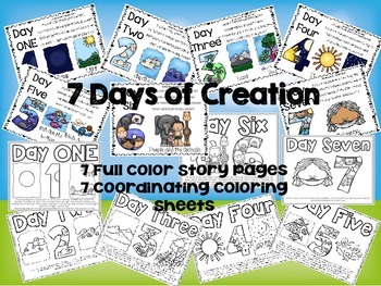 Preview of 7 Days of Creation Story Boards and Coloring Sheets