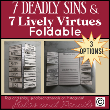 Preview of 7 Deadly Sins and 7 Lively Virtues Foldable Interactive Notebook
