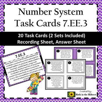 Preview of 7.EE.3 Task Cards, Solving Multi-Step Real Life & Mathematics Problems