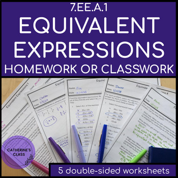 Preview of 7.EE.A.1 Equivalent Expressions Classwork or Homework