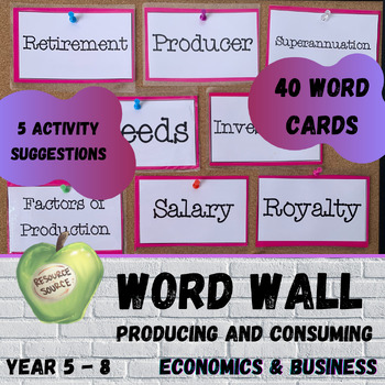 Producing and Consuming Economics and Business Word Wall by Resource Source