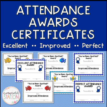 Preview of Attendance Award Editable Certificates for Improved, Excellent, and Perfect