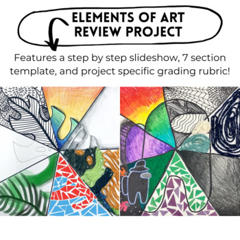 Preview of 7 Elements of Art Review Art Project with Slideshow, Examples, & Grading Rubric