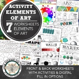 Preview of Art Elements of Art Worksheets, Activities, Lesson, lead to Principles of Design