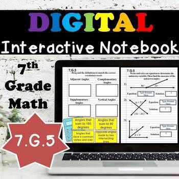 Preview of 7.G.5 Interactive Notebook, Find Missing Angles Digital Notebook