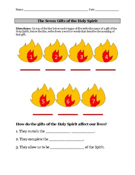 7 Gifts Of The Holy Spirit Worksheet