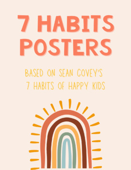 Preview of 7 Habits Posters - Boho Rainbow