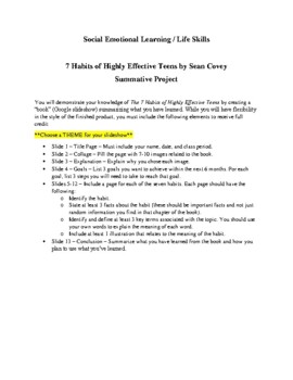 Preview of 7 Habits of Highly Effective Teens Summative Project