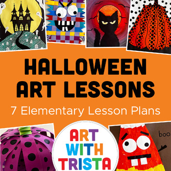 Preview of Halloween Art Lessons - 7 Elementary Art Projects (K-5)