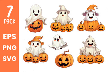 Preview of 7 Halloween Boo Vector Clip Art Pack