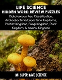 Life Science Hidden Word Vocabulary 7 Puzzles: Dichotomous