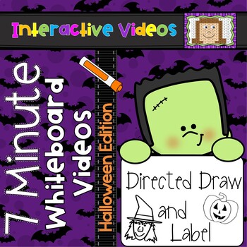 Preview of 7 Minute Whiteboard Videos - Halloween Directed Drawing and Labeling