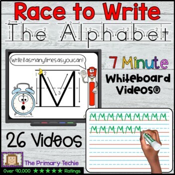 Preview of Handwriting Practice Race to Write the Alphabet Print 7 Minute Whiteboard Video