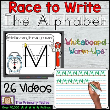 Preview of Handwriting Practice Race to Write the Alphabet Print Whiteboard Warm-Up Video