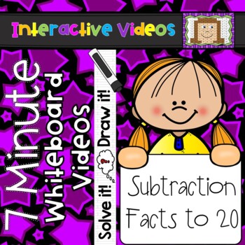 Preview of 7 Minute Whiteboard Videos - SOLVE IT! DRAW IT! Subtraction to 20