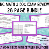 NC Math 3 EOC Exam Prep Spiral Reviews - Practice Workshee