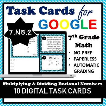 Preview of 7.NS.2 Digital Task Cards, Multiplying & Dividing Rational Numbers Task Cards