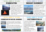 7 Natural Wonders of the World - Fact Cards or Classroom Display