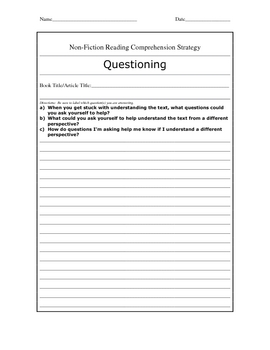 Preview of 7 Non-Fiction Reading Comprehension Strategy Sheets