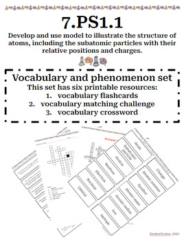 Preview of 7.PS1.1 Vocabulary FREEBIE