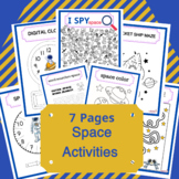 7 Pages Space Activity, Road Trip Activity, School Game an