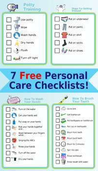 Preview of 7 Personal Care Picture Checklists