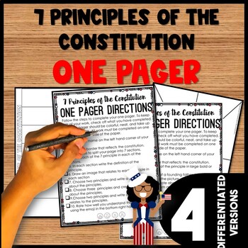Preview of 7 Principles of the Constitution One Pager Activity