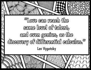 Preview of 7 Quotes about Calculus on Zentangles to Color