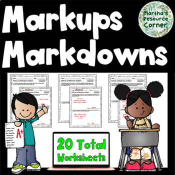 Preview of 7.RP.3 Calculate Markups and Markdowns Worksheets