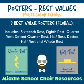 Preview of 7 Rest Value Posters (multi-color theme)