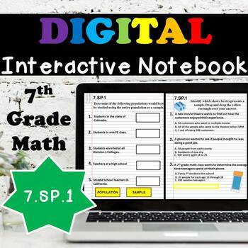 Preview of 7.SP.1 Interactive Notebook, Random Sampling Digital Notebook