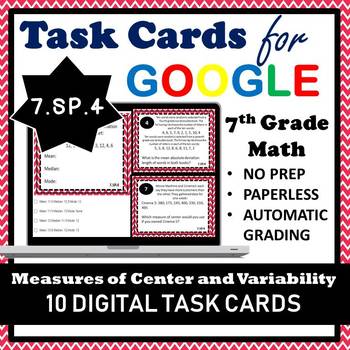 Preview of 7.SP.4 Digital Task Cards, Measures of Center and Variability Google Task Cards