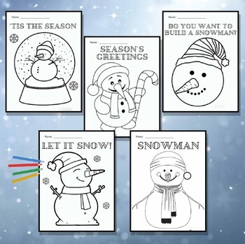 Preview of 7 Snowman Coloring Sheets
